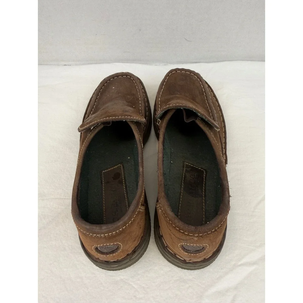 GH Bass & Co Womens Brown Suede Leather Slip On Loafers Moc Toe Shoes Size 8.5 M